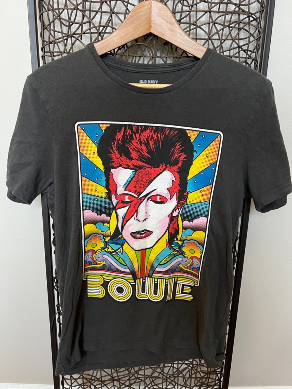 Old Navy David Bowie graphic t-shirt "Ziggy Stardust" Distressed Black Unisex S